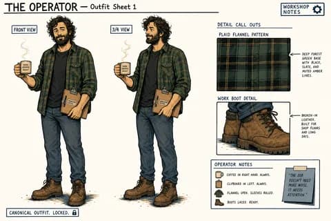 The Operator outfit sheet 1